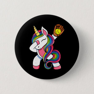 Girls Funny Dabbing Softll Unicorn Apparel, Youth 6 Cm Round Badge