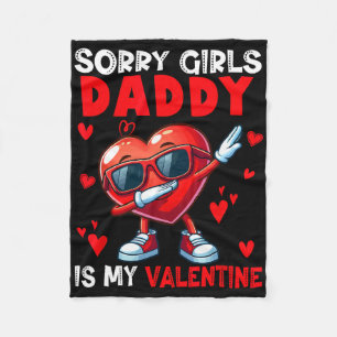 Girls Funny Joke Daddy Is My Valentine Dabbing Hea Fleece Blanket
