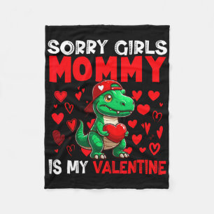 Girls Funny Joke Mommy Is My Valentine T-rex Holdi Fleece Blanket