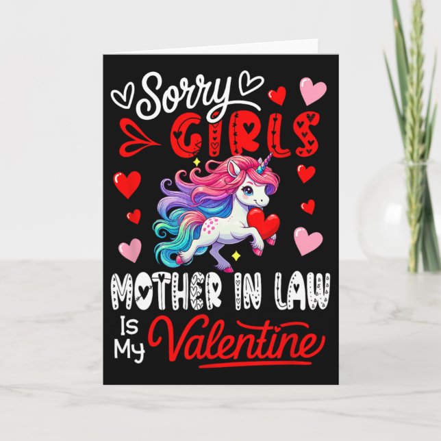 Girls Funny Joke Mother In Law Is My Valentine Uni Card (Front)