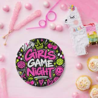 Girls Game Night Paper Party Plates