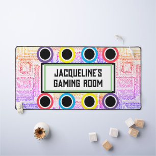 Girl's Gaming Room Pink Purple Circles Stars Desk Mat