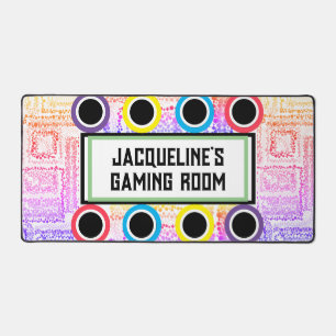 Girl's Gaming Room Pink Purple Circles Stars Desk Mat