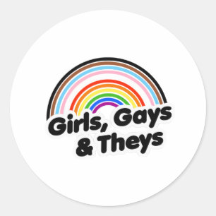 Girls Gays and Theys Classic Round Sticker