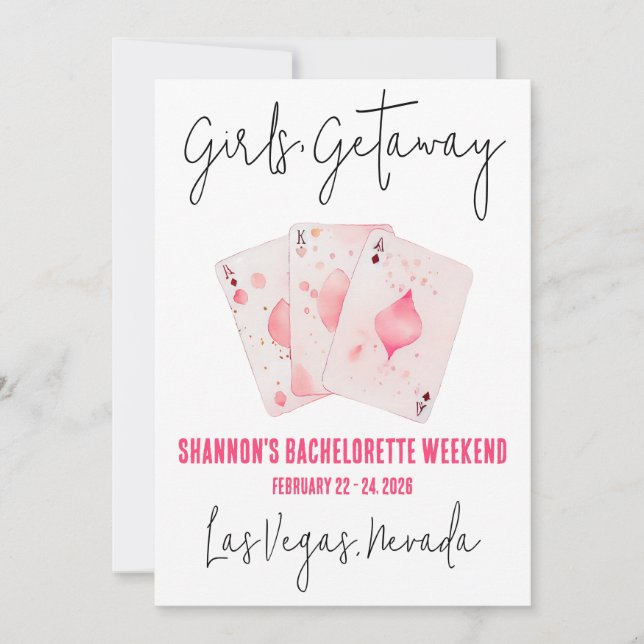 Girls' Getaway, Casino Bachelorette Weekend Party Invitation (Front)