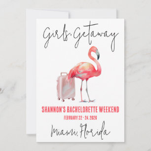 Girls' Getaway Flamingo Beach Bachelorette Weekend Invitation