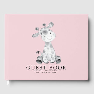 Girls Giraffe Baby Shower Guest Book