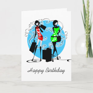 Girls girly birthday fashion friends PERSONALIZE Card