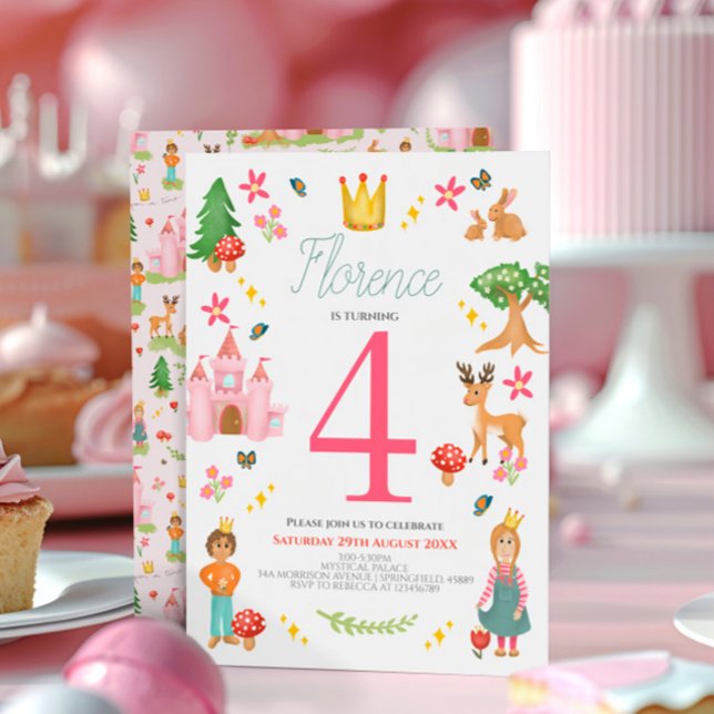 Girls Girly Pink Fairytale Princess Kids Birthday  Invitation (Creator Uploaded)