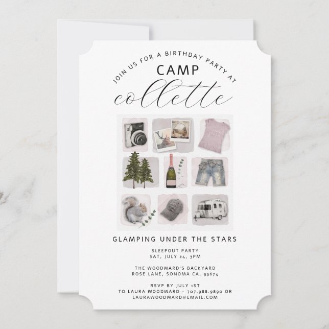 Girls Glamping Party Weekend Invitation (Front)
