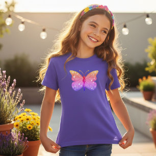 Girls' Glitter Rainbow Butterfly T-Shirt