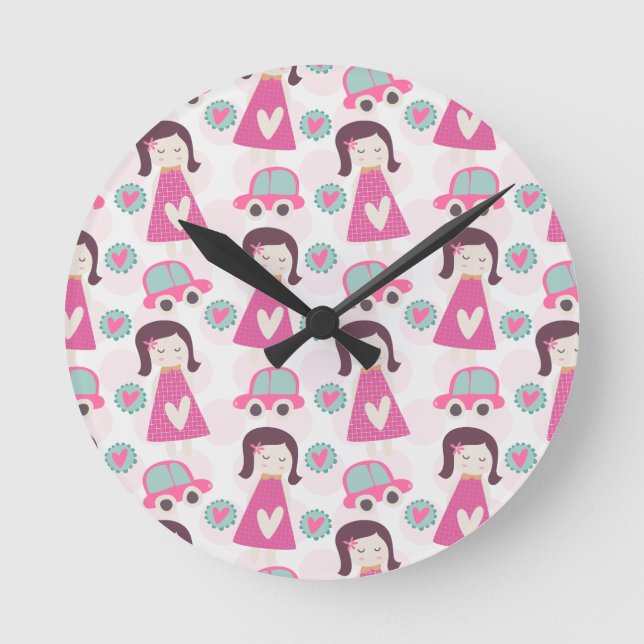 Girls Going Places Round Clock (Front)