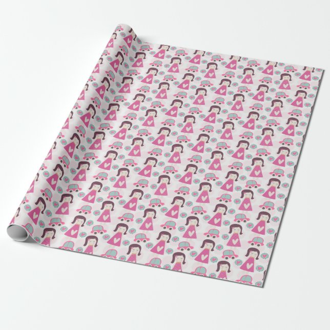 Girls Going Places Wrapping Paper (Unrolled)