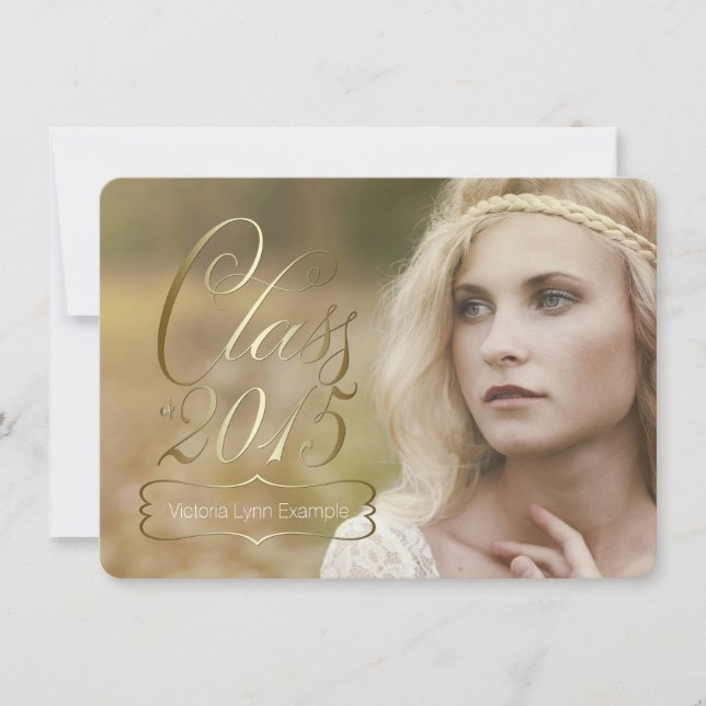 Girls Gold Class of 2015 Graduation Invitation (Front)