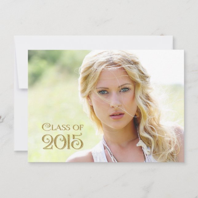 Girls Gold Confetti Graduation Announcement (Front)