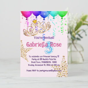 Girl's Gold Fairy Tiara Birthday Party Invitation