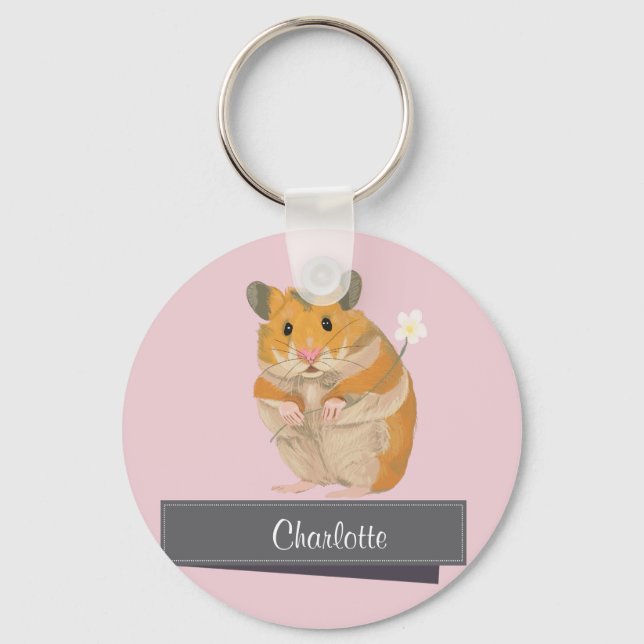 Girls Golden Hamster Key Ring (Front)