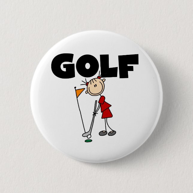 Girls GOLF 6 Cm Round Badge (Front)
