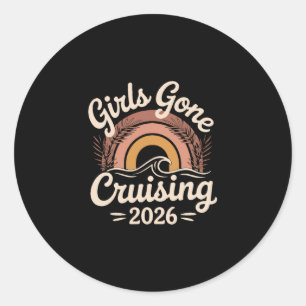 Girls Gone Cruising 2026 Cruise Boho Waves Rainbow Classic Round Sticker