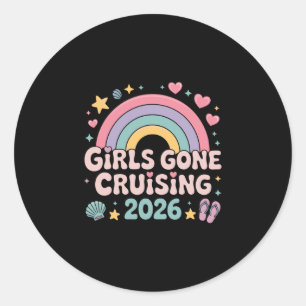 Girls Gone Cruising 2026 Rainbow Retro Cruise Vaca Classic Round Sticker