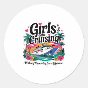 Girls Gone Cruising Women Girl Cruise Vacation Boa Classic Round Sticker