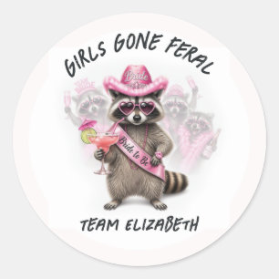 Girls Gone Feral Team Bride Disco Bachelorette Classic Round Sticker