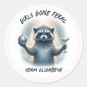 Girls Gone Feral Team Bride Disco Bachelorette Classic Round Sticker