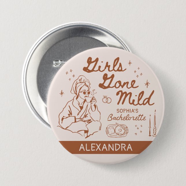 Girls Gone Mild Bachelorette Party Spa Robe Button (Front & Back)