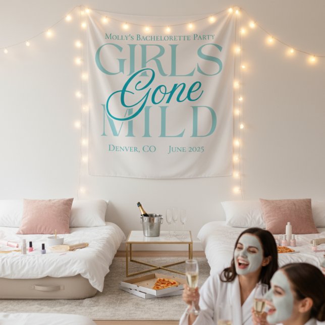 Girls Gone Mild – Custom Bachelorette Design Tapes Tapestry (Not every bachelorette party needs to be wild—and that’s exactly the vibe of Girls Gone Mild!)