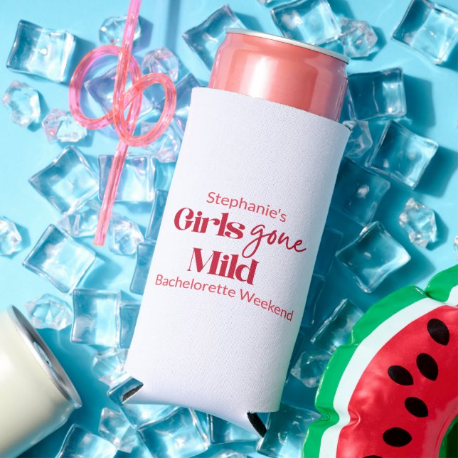 Girls Gone Mild Elegant Bachelorette Weekend White Seltzer Can Cooler (In Situ Summer)