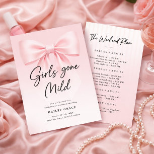 Girls Gone Mild Elegant Bow Bachelorette Weekend Invitation