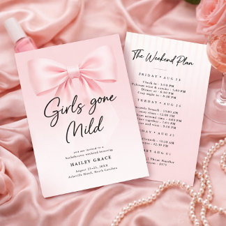 Girls Gone Mild Elegant Bow Bachelorette Weekend Invitation