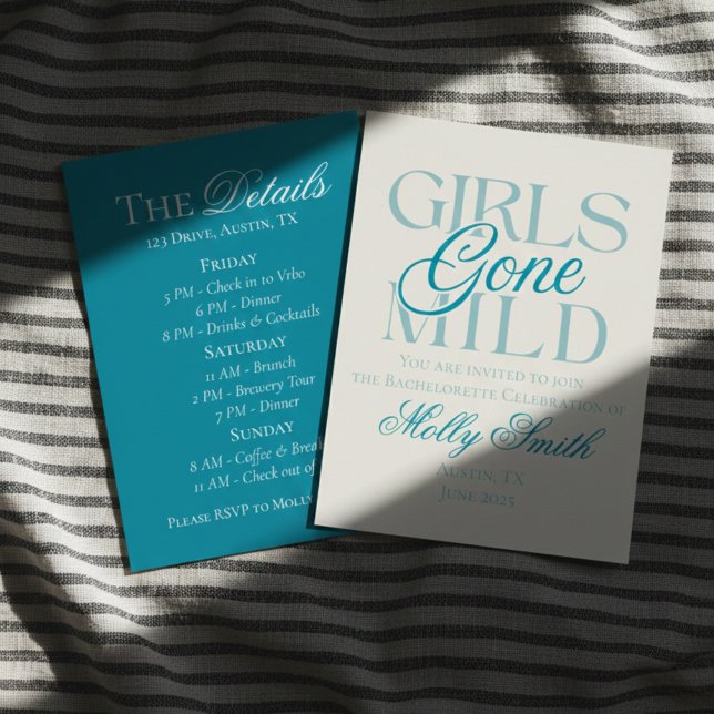 Girls Gone Mild – Funny Chill Bachelorette Design Invitation (Girls Gone Mild invite with modern serif font – perfect for bachelorette or bridal celebrations!)