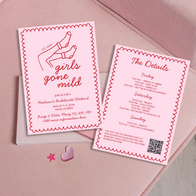 Girls Gone Mild Hand Drawn Bachelorette Weekend Invitation (Girls Gone Mild Hand Drawn Bachelorette Weekend Invitation)