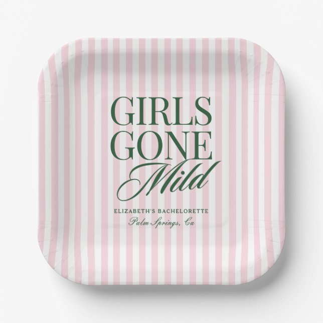 Girls Gone Mild Pajama Spa Bachelorette Weekend Paper Plate (Front)