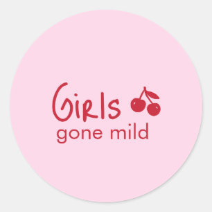 Girls Gone Mild Pink and Cherry Red Bachelorette   Classic Round Sticker