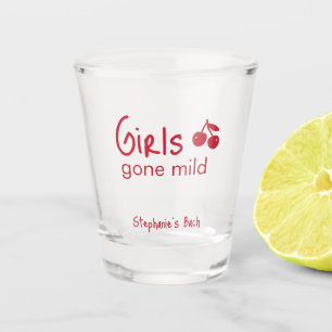 Girls Gone Mild Pink and Cherry Red Bachelorette   Shot Glass