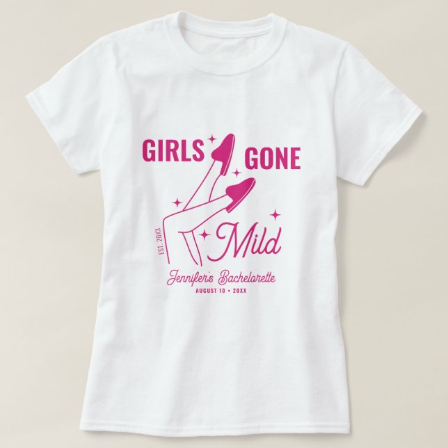 Girls Gone Mild Pink Illustration Bachelorette T-Shirt (Design Front)