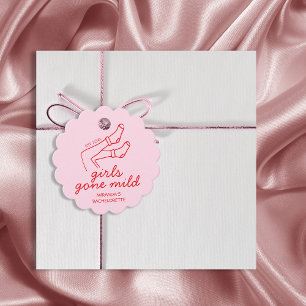 Girls Gone Mild Pink & Red Hand Drawn Bachelorette Favour Tags
