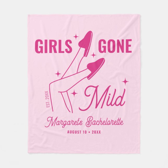 Girls Gone Mild Pink Sleepover Bachelorette Party Fleece Blanket (Front)