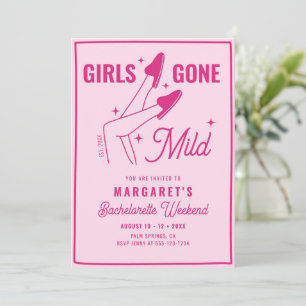Girls Gone Mild Pink  Spa Bachelorette Weekend Invitation