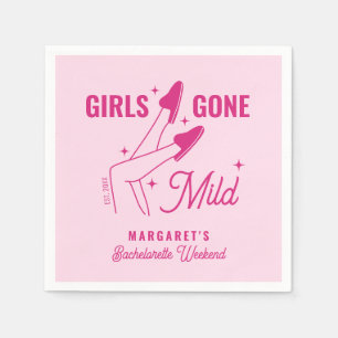 Girls Gone Mild Pink Trendy Spa Bachelorette Napkin