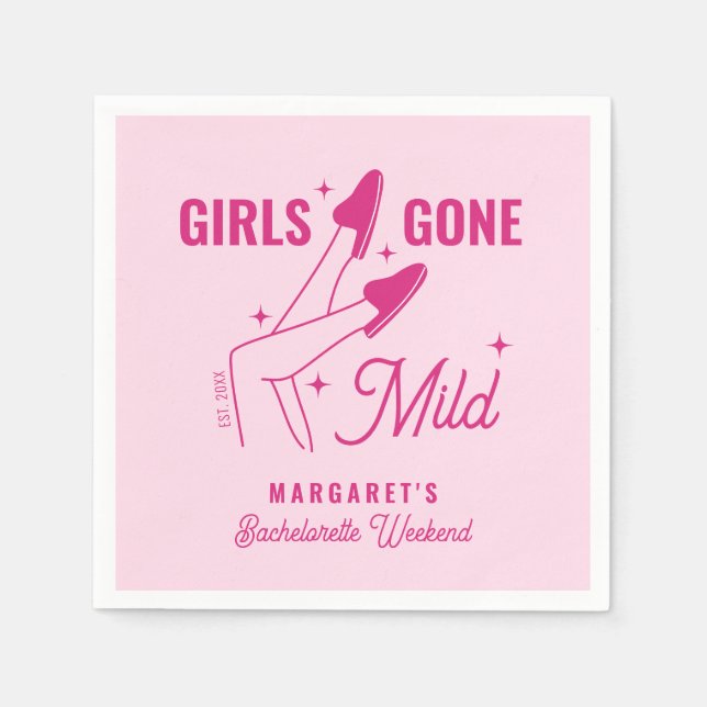 Girls Gone Mild Pink Trendy Spa Bachelorette Napkin (Front)