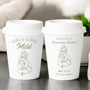 Girls Gone Mild Sage Green Bachelorette Party Paper Cups