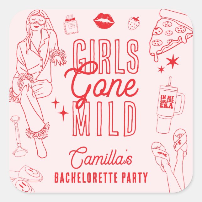 Girls Gone Mild Spa Pajama Bachelorette Party Square Sticker (Front)