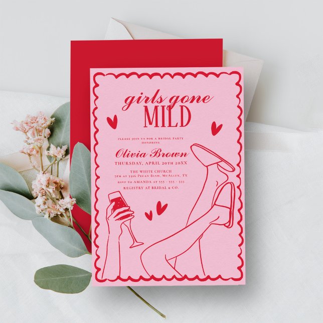 Girls Gone Mild Wavy Scribble Bridal Shower Invitation (Creator Uploaded)