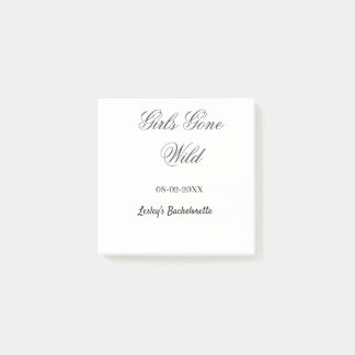 Girls Gone wild Bachelorette party name date bride Post-it Notes