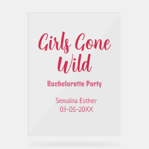 girls gone wild bachelorette party red name retro acrylic sign