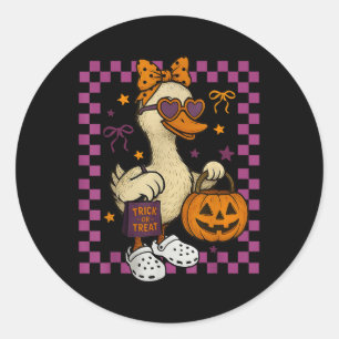 Girls Goose Halloween Spooky Goosey Silly Goose Pu Classic Round Sticker