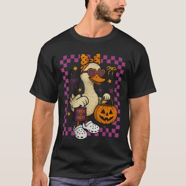 Girls Goose Halloween Spooky Goosey Silly Goose Pu T-Shirt (Front)